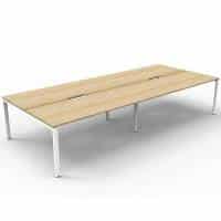 Elite 4-Way Desk Pod, Natural Oak Desk Tops, White Under Frame, No Screen Dividers