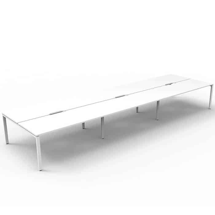 Elite 6-Way Desk Pod, Natural White Desk Tops, White Under Frame, No Screen Dividers