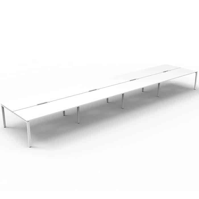 Elite 8-Way Desk Pod, Natural White Desk Tops, White Under Frame, No Screen Dividers