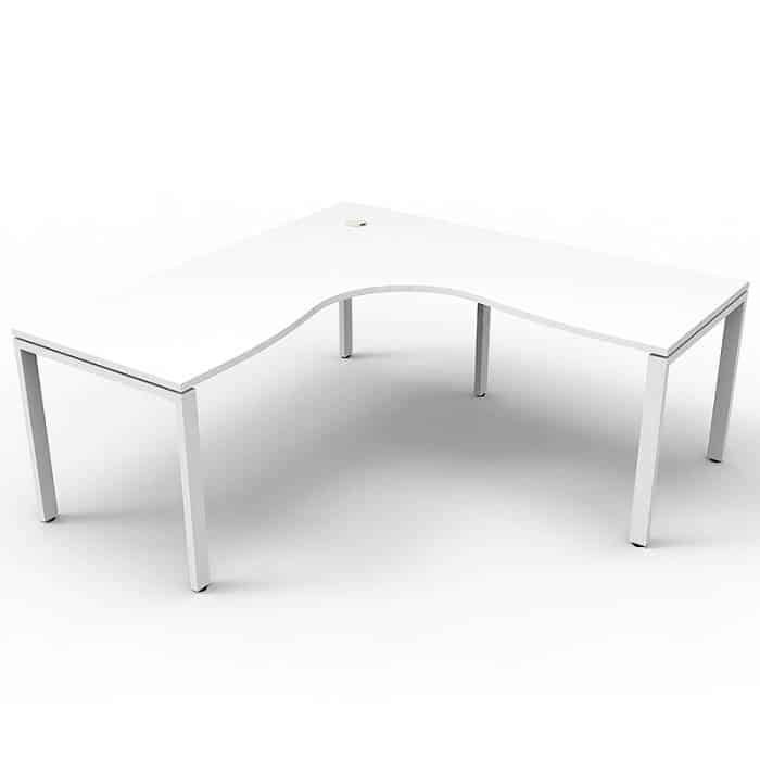 Elite Corner Workstation, Natural White Desk Top, White Under Frame