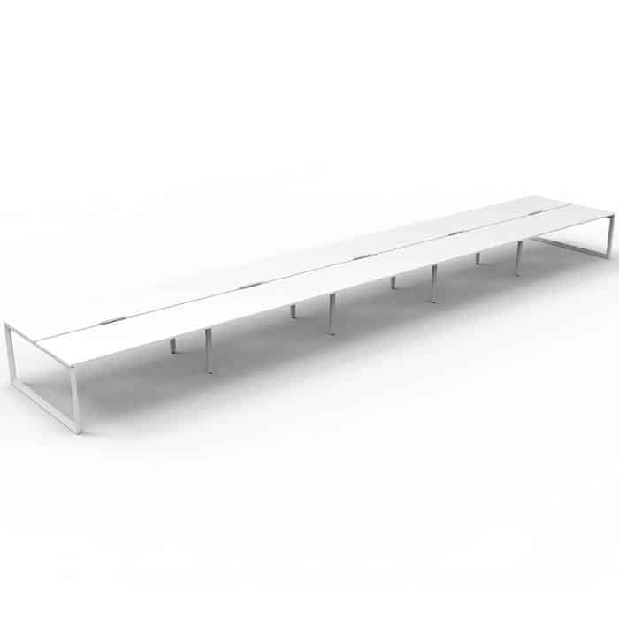 Elite Loop Leg 10-Way Desk Pod, Natural White Desk Tops, White Under Frame, No Screen Dividers