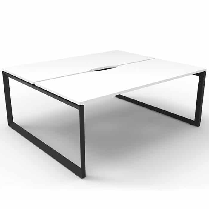 Elite Loop Leg 2-Way Desk Pod, Natural White Desk Tops, Black Under Frame, No Screen Divider