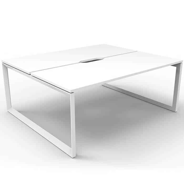 Elite Loop Leg 2-Way Desk Pod, Natural White Desk Tops, White Under Frame, No Screen Divider