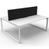 Elite Loop Leg 2-Way Desk Pod, Natural White Desk Tops, White Under Frame, with Black Screen Divider