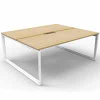 Elite Loop Leg 2-Way Desk Pod, Natural Oak Desk Tops, White Under Frame, No Screen Divider