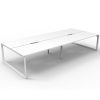 Elite Loop Leg 4-Way Desk Pod, Natural White Desk Tops, White Under Frame, No Screen Dividers
