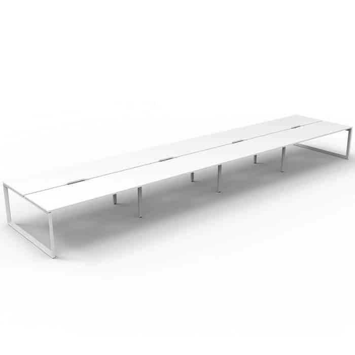 Elite Loop Leg 8-Way Desk Pod, Natural White Desk Tops, White Under Frame, No Screen Dividers