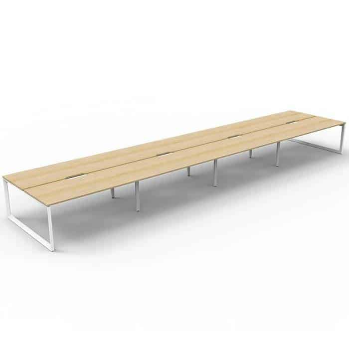 Elite Loop Leg 8-Way Desk Pod, Natural Oak Desk Tops, White Under Frame, No Screen Dividers