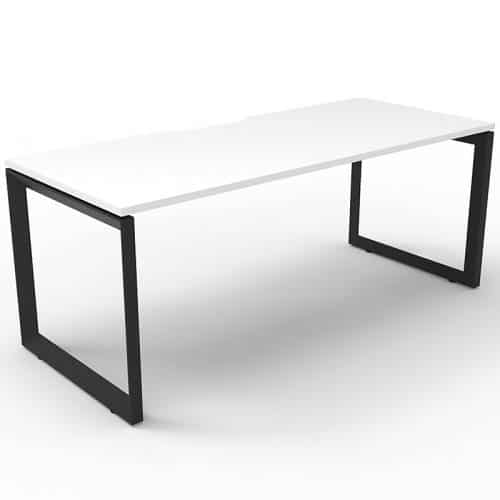 Elite Loop Leg Single Desk, Natural White Desk Top, Black Under Frame, No Screen Dividers