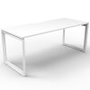 Elite Loop Leg Single Desk, Natural White Desk Top, White Under Frame, No Screen Dividers