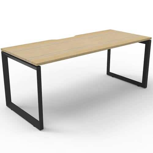 Elite Loop Leg Single Desk, Natural Oak Desk Top, Black Under Frame, No Screen Dividers