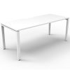 Elite Single Desk, Natural White Desk Top, White Under Frame, No Screen Dividers