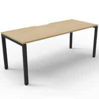 Elite Single Desk, Natural Oak Desk Top, Black Under Frame, No Screen Dividers