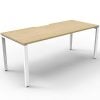 Elite Single Desk, Natural Oak Desk Top, White Under Frame, No Screen Dividers