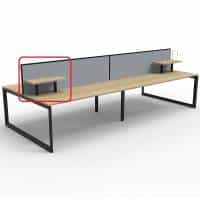 Optional Desk Mounted Shelf, Natural Oak with Black Frame, Grey Screens