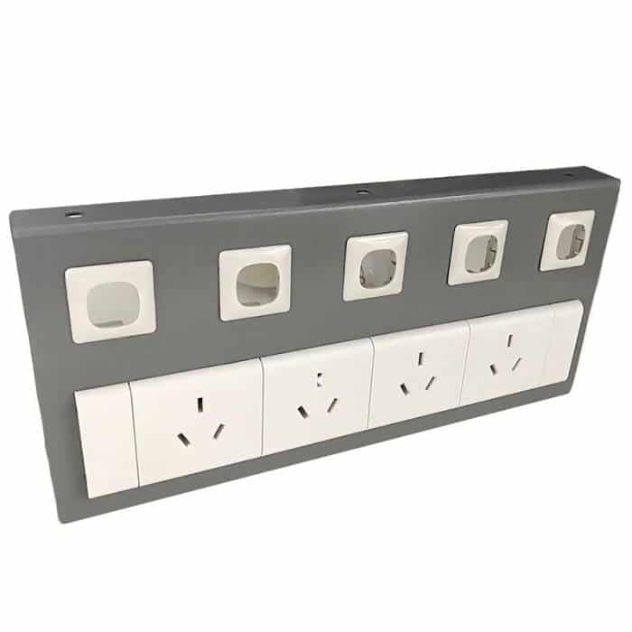 Energy Power and Data Bracket, Silver, 4 Power Outlets, Space for 5 Data Outlets