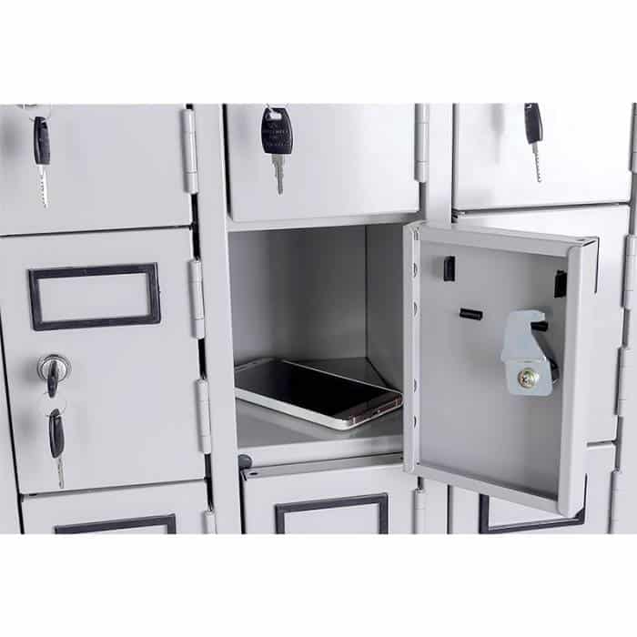 Secure Phone Locker, Silver Grey Colour, Open