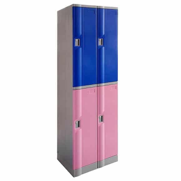 Smart ABS Plastic 2 x 2 Door Lockers, Blue and Pink Doors
