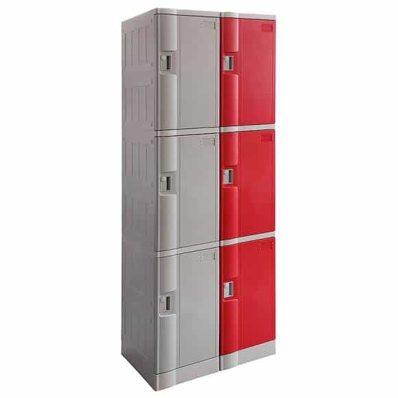 Smart ABS Plastic 2 x 3 Door Lockers, Grey and Red Doors