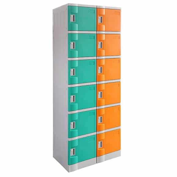 Smart ABS Plastic 2 x 6 Door Lockers, Green and Orange Doors