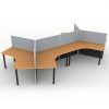 Space System 6 Desk Pod, Beech Desk Tops, Grey Screen Dividers, Black Legs