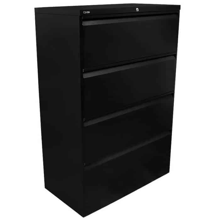 Super Strong Four Drawer Metal Lateral File Drawers, Black