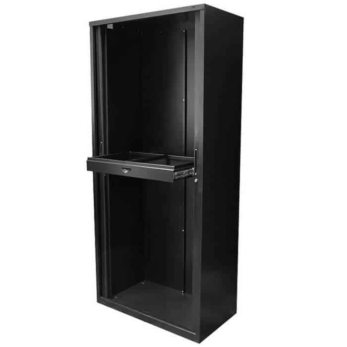 Super Strong Tambour Door Cabinet, Black, 1981mm High, with Slide-Out File Frame