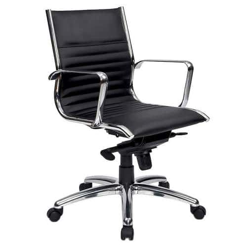 Atlantic Medium Back Chair, Black Leather