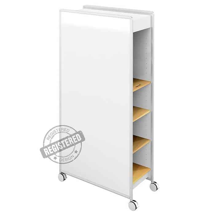 Cubby Mobile Whiteboard Storage Unit, Side View