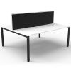 Elite 2-Way Desk Pod, Natural White Desk Tops, Black Under Frame, with Black Screen Divider