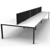 Elite 6-Way Desk Pod, Natural White Desk Tops, Black Under Frame, with Black Screen Divider, 2