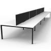 Elite 8-Way Desk Pod, Natural White Desk Tops, Black Under Frame, with Black Screen Divider, 2