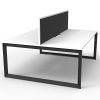 Elite Loop Leg 2-Way Desk Pod, Natural White Desk Tops, Black Under Frame, with Black Screen Divider, 2