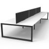 Elite Loop Leg 6-Way Desk Pod, Natural White Desk Tops, Black Under Frame, with Black Screen Divider,2