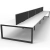 Elite Loop Leg 8-Way Desk Pod, Natural White Desk Tops, Black Under Frame, with Black Screen Divider, 2