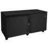 Super Strong Metal Mobile Storage Caddy, Black, Left Hand Tambour Door, Right Hand Drawers