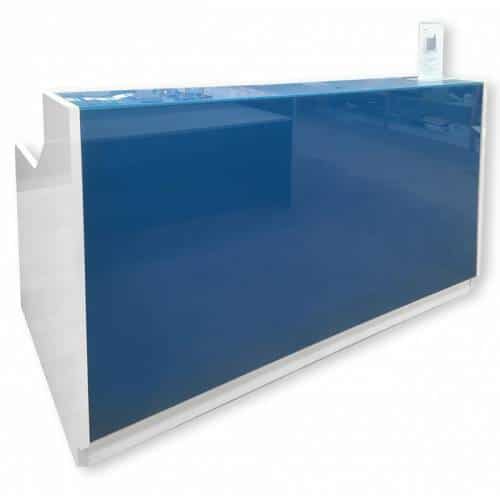 Radiant Reception Desk, Blue Glass Front