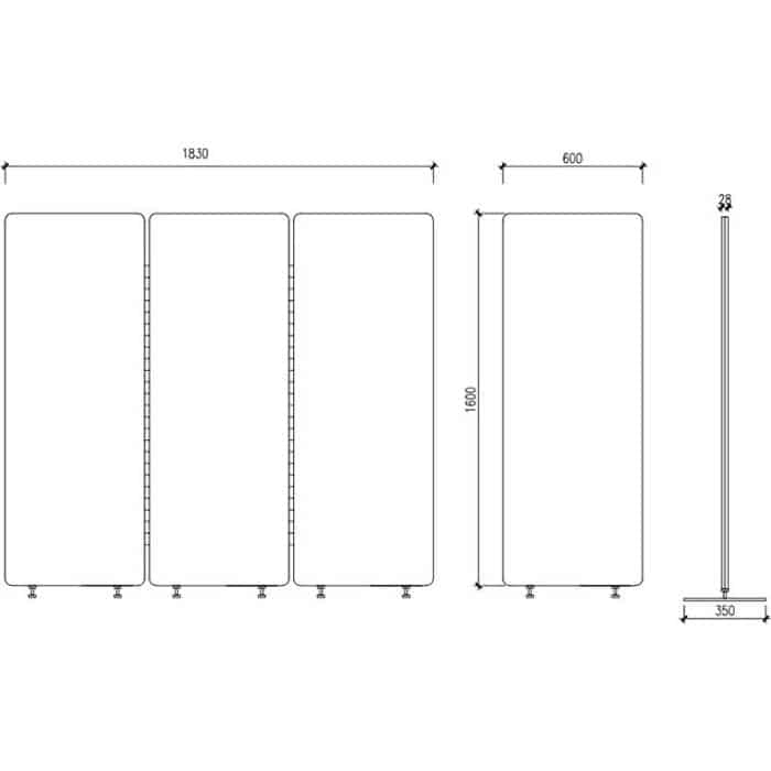 Zippy Screen Dividers, Dimensioned Drawing