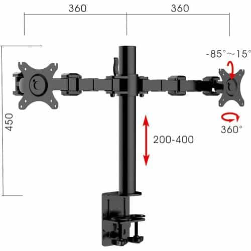 Lyla Standard Ergonomic Dual Monitor Arm, with Dimensions