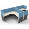 Space System 2 Way Back to Back Corner Workstation Pod, with Blue Screen Dividers