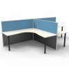 Space System 2 Way Back to Back Corner Workstation Pod, with Blue Screen Dividers, no End Screens