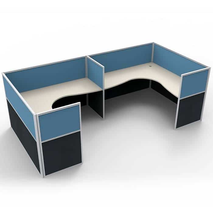 Space System 2 Way Corner Workstation Pod, with Blue Screen Dividers