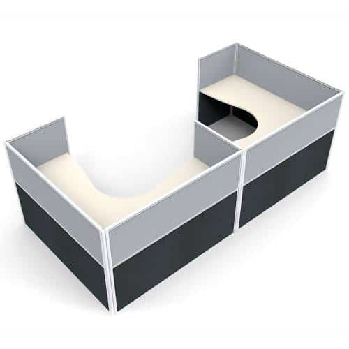 Space System 2 Way Corner Workstation Pod, with Grey Screen Dividers