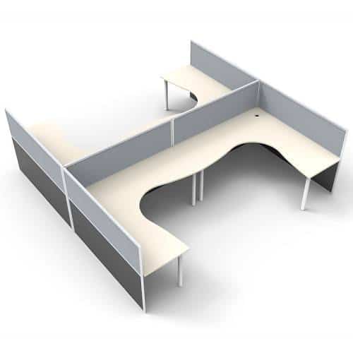 Space System 4 Way Corner Workstation Pod, with Grey Screen Dividers