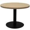 Elite Round Coffee Table, Natural Oak Table Top, Black Table Base