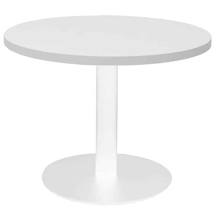 Elite Round Coffee Table, White Table Top, White Table Base