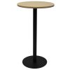 Elite Round High Table, Natural Oak Table Top, Black Table Base