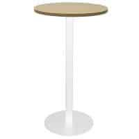 Elite Round High Table, Natural Oak Table Top, White Table Base