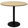 Elite Round Meeting Table, Natural Oak Table Top, Black Table Base