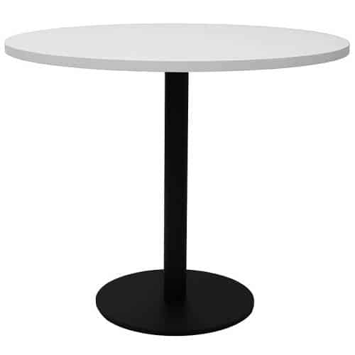 Elite Round Meeting Table, White Table Top, Black Table Base